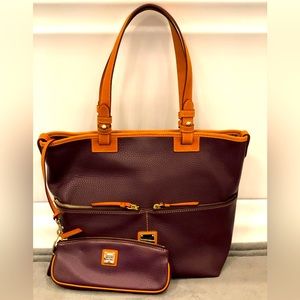 Dooney & Bourke Pebbled Leather Convertible Shopper Tote, Grape(Purple/Eggplant)